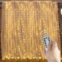 Aizkars 300 LED 3x3 m, silta balts ar tālvadības pulti SEZONAS PRECES