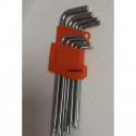 Atslēgu  komplekts L-veida 9 priekšmeti TORKX T10;T15;T20;T25;T27;T30;T40;T45;T50 Instrumenti